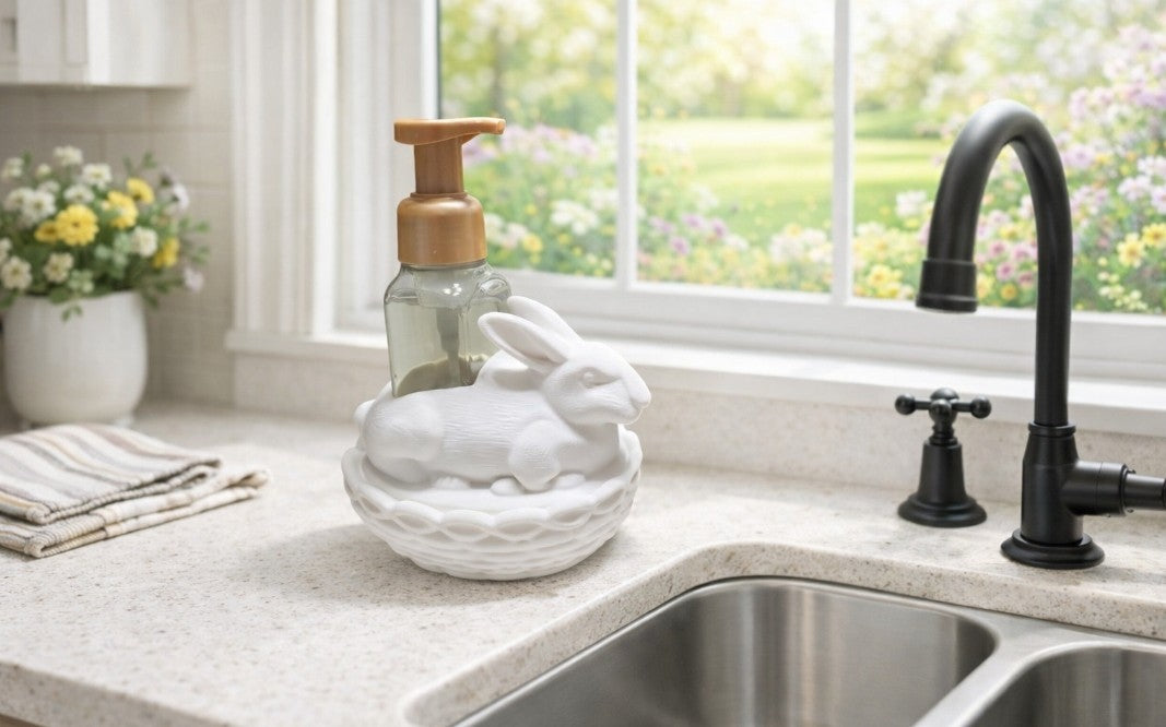 Bunny on a Basket Hand Soap Holder