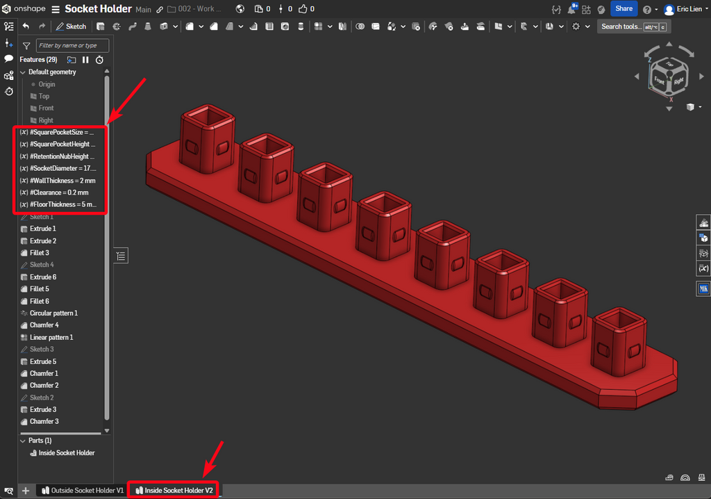 3/8" Socket Organizer Rail (Use TPU Filament)