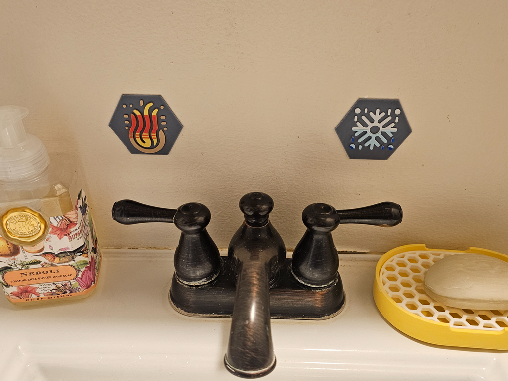 Hot and Cold Signs for Faucet Sinks
