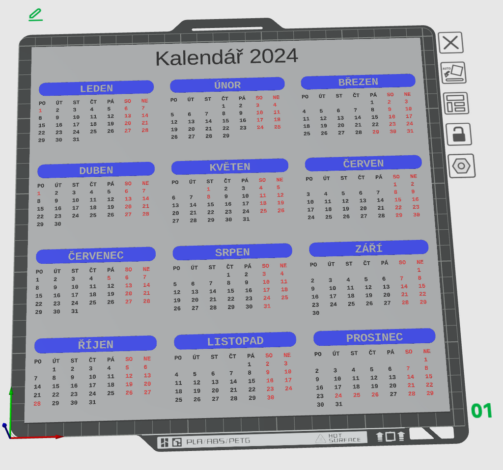 Customizable parametric calendar