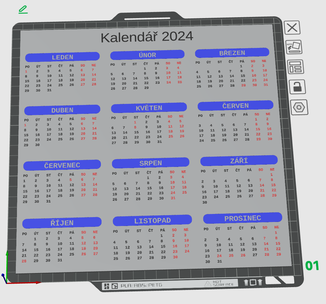 Customizable parametric calendar
