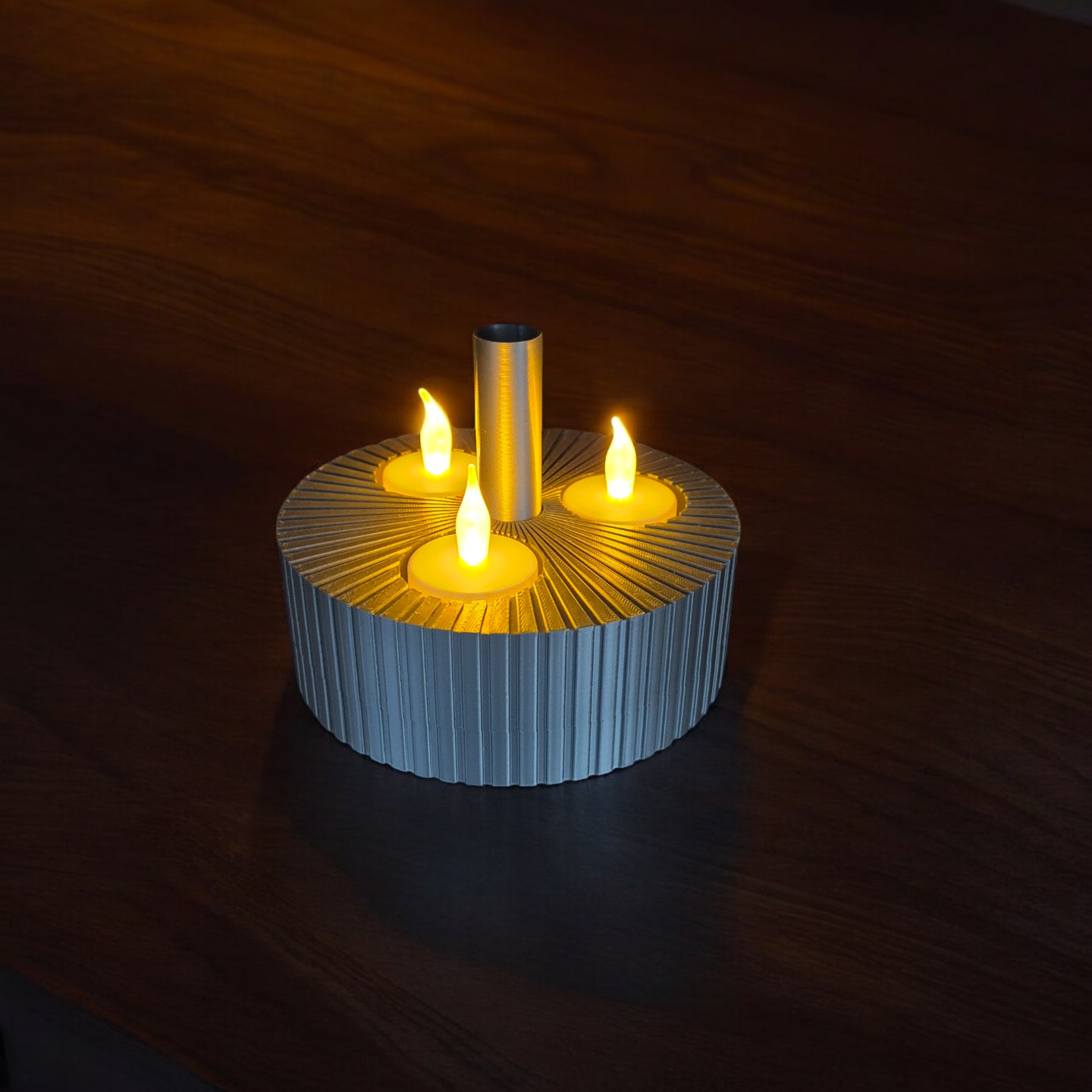 Three-Light Candle Holder with small vase
