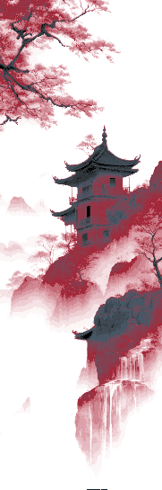 Vietnamese Temple and trees Art - Traditional style set of 3 Bookmarks