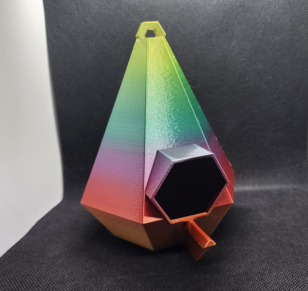 Hanging Hex Birdhouse with Perch & Awning
