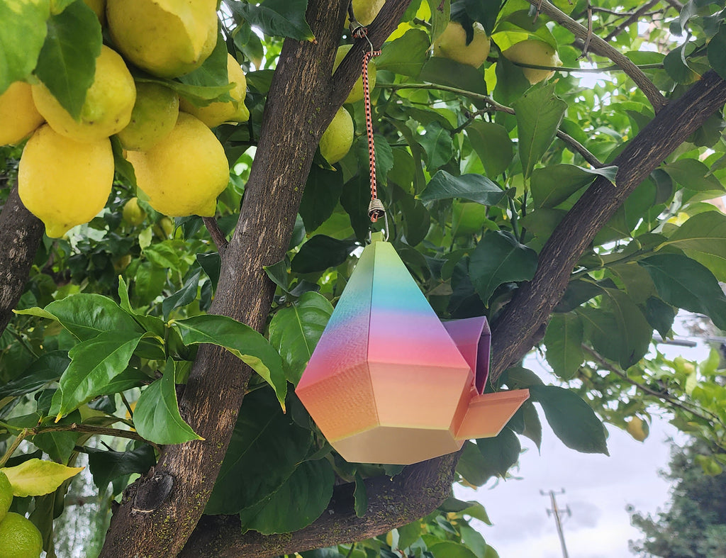 Hanging Hex Birdhouse with Perch & Awning