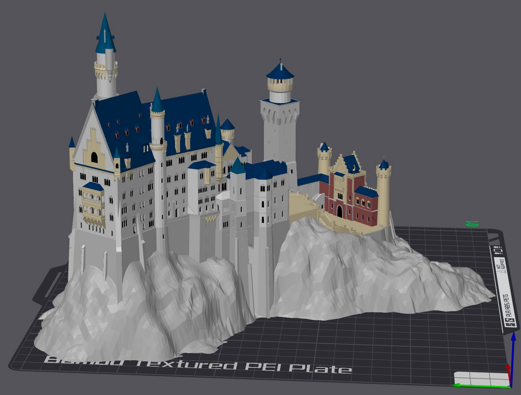 Neuschwanstein Castle – Fully Painted 3D-Printed Model