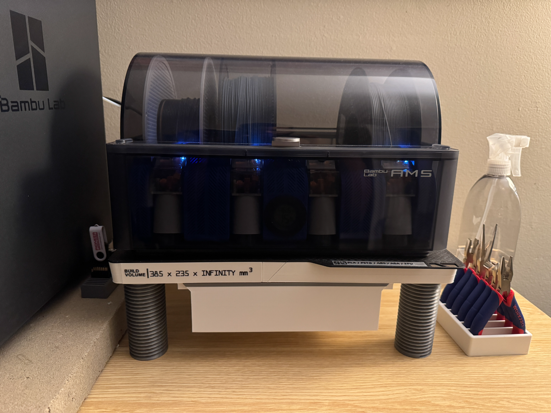 Print Bed Inspired Monitor/AMS Riser with Drawer