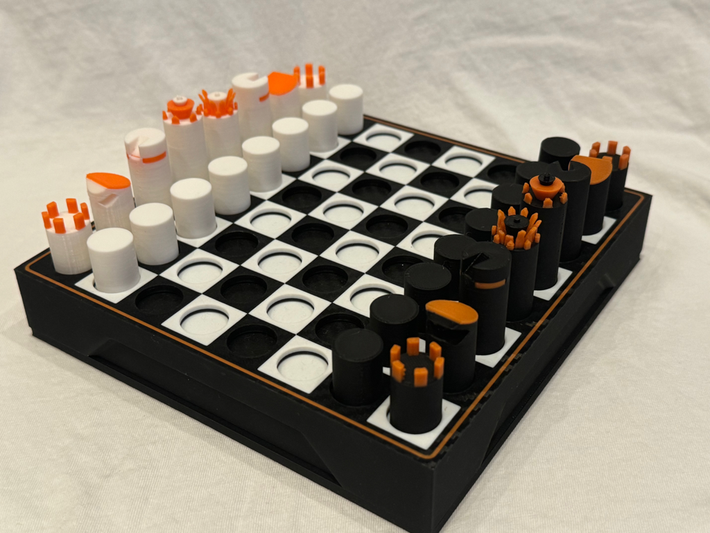 Chess with foldable Chessboard and 2Color Figures