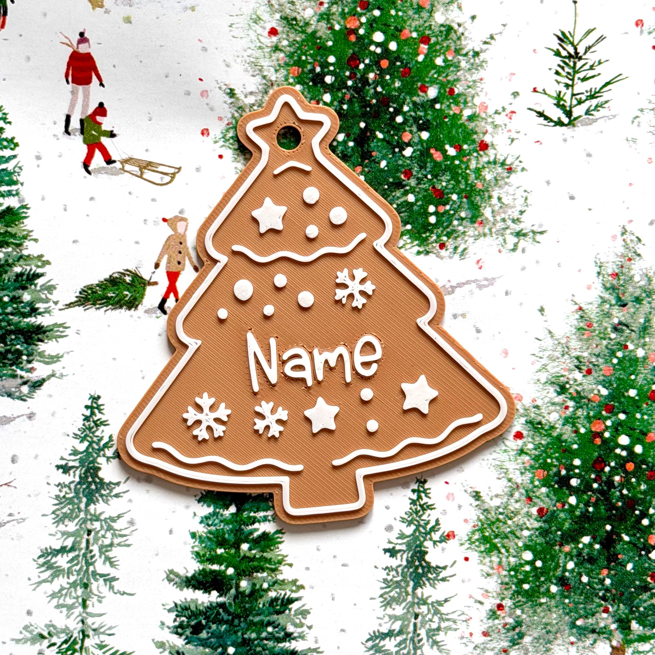 Personalised gingerbread Xmas gift tag - Set 2