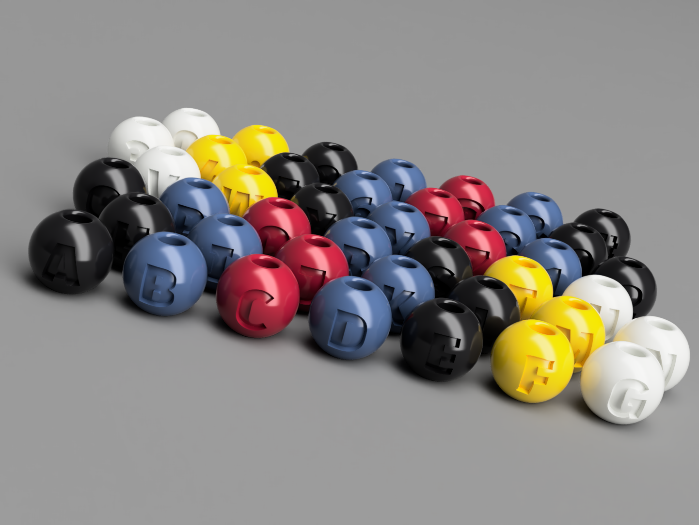 Beads with letters and numbers