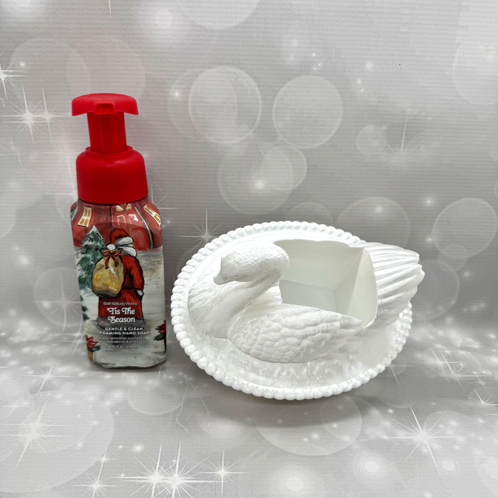Vintage Milk-glass Swan BBW Soap Bottle Holder