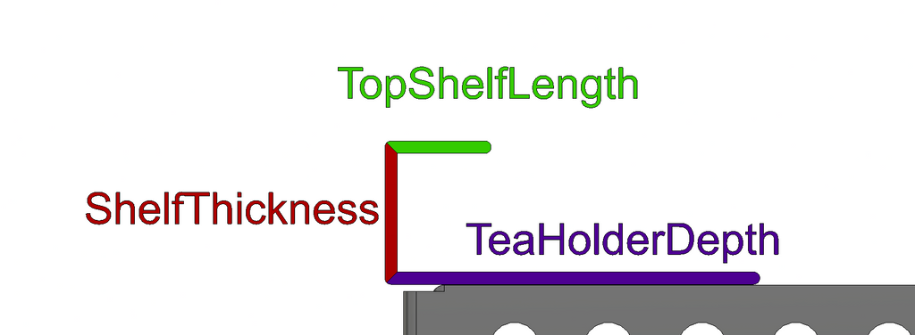Parametrized Tea Bag Holder. Wall/Under Shelf Mount