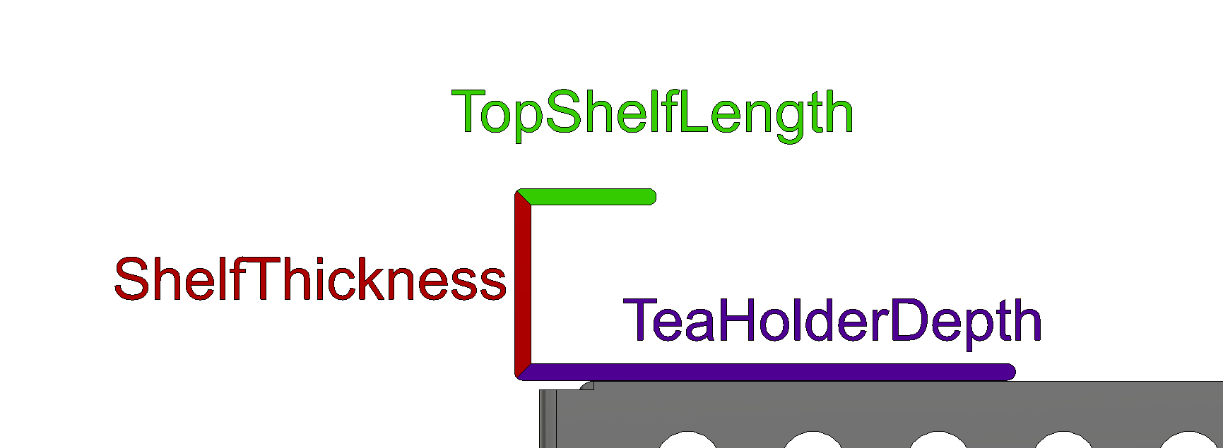 Parametrized Tea Bag Holder. Wall/Under Shelf Mount