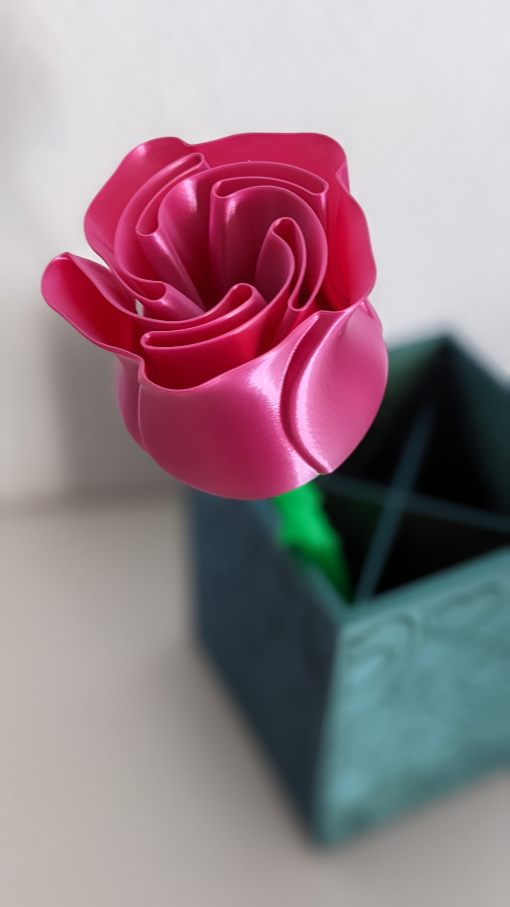 Spiral rose with stem, all in one