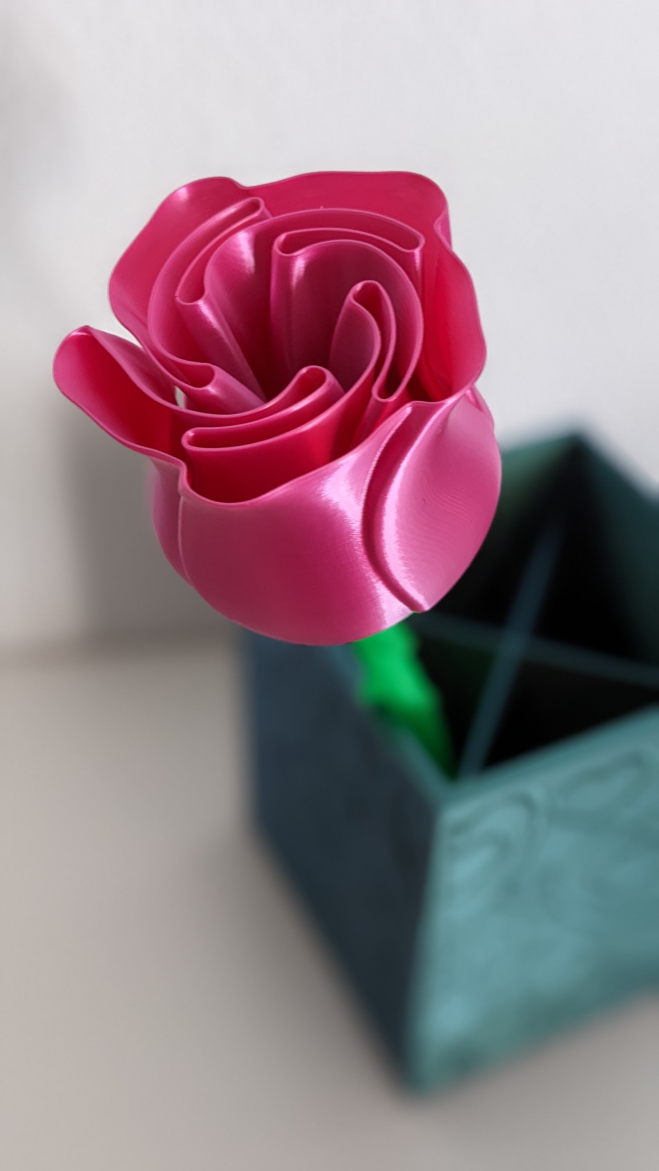 Spiral rose with stem, all in one