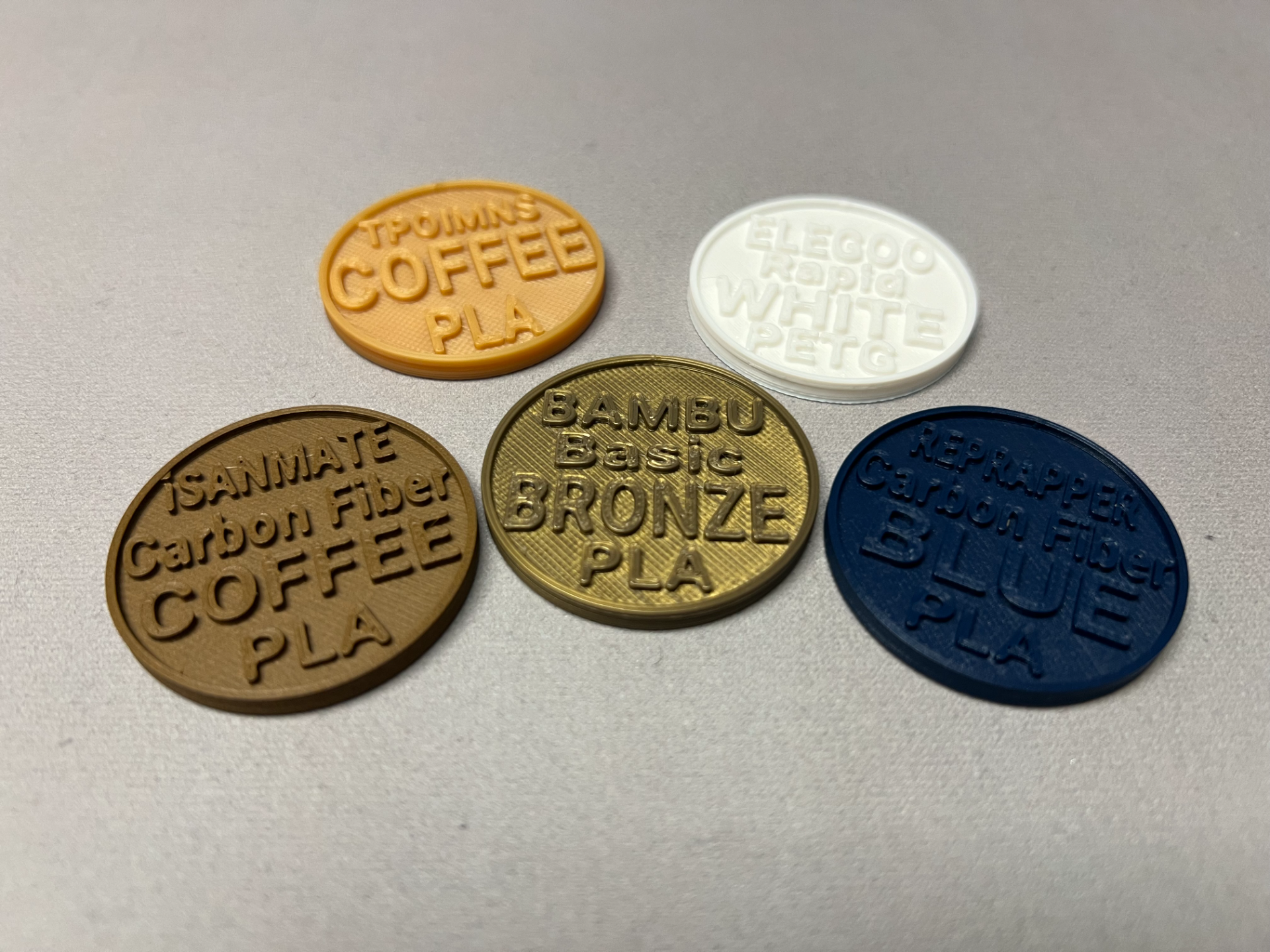 Customizable Poker Chip Filament Samples, EDITABLE