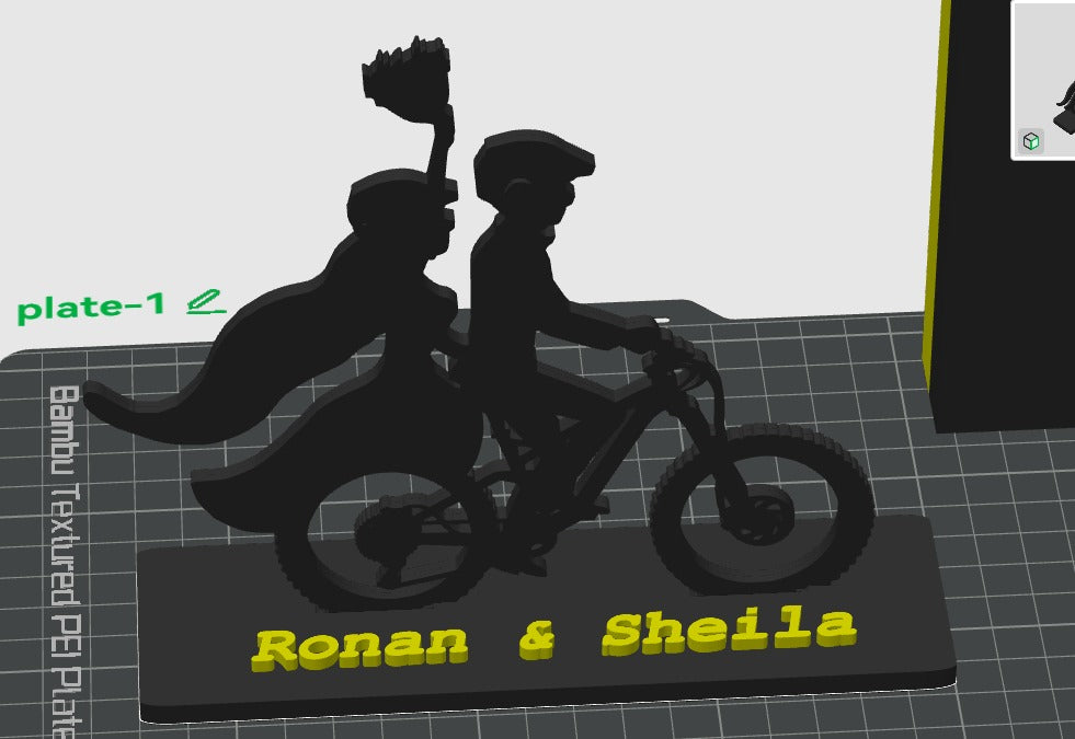 Casal de Bicicleta Personalizado Romântica 3D