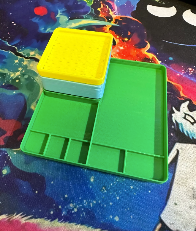 Gridfinity Big/Small Parts Project Tray W/ 1x1 Screw Bin, 63 Slot Grid Magnet Tray & Stackable Lid