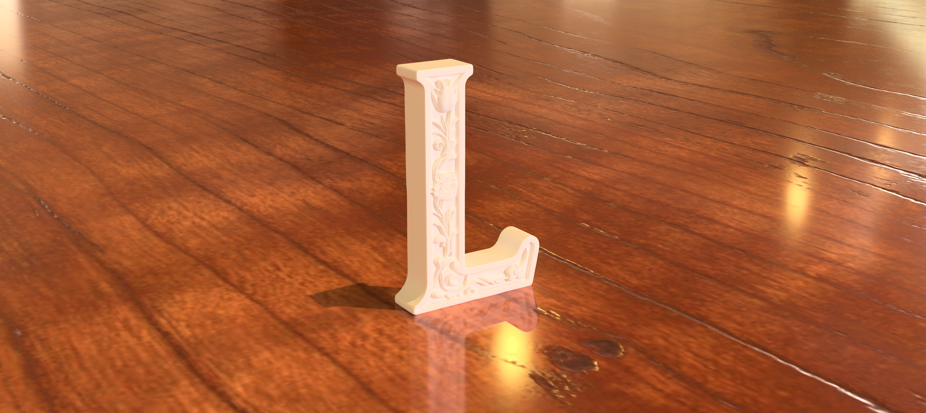 Standing Letter L in a Gypsum Floral Style