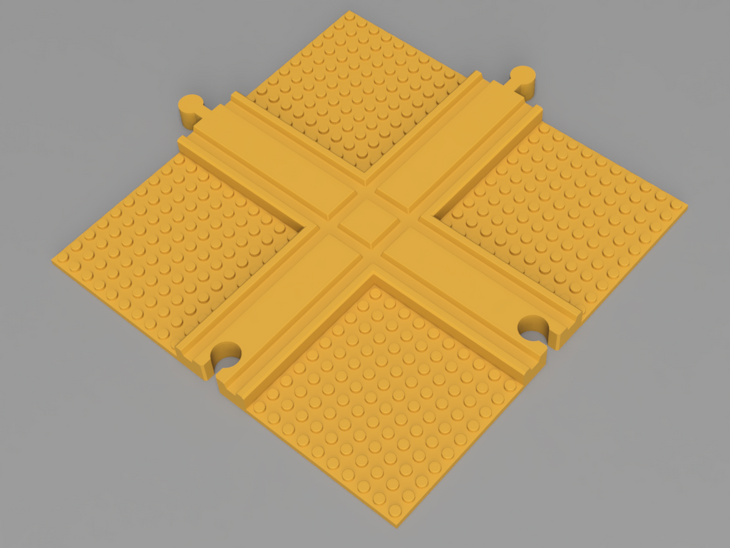Crossing Rails with LegoBricks plate (wooden rail)