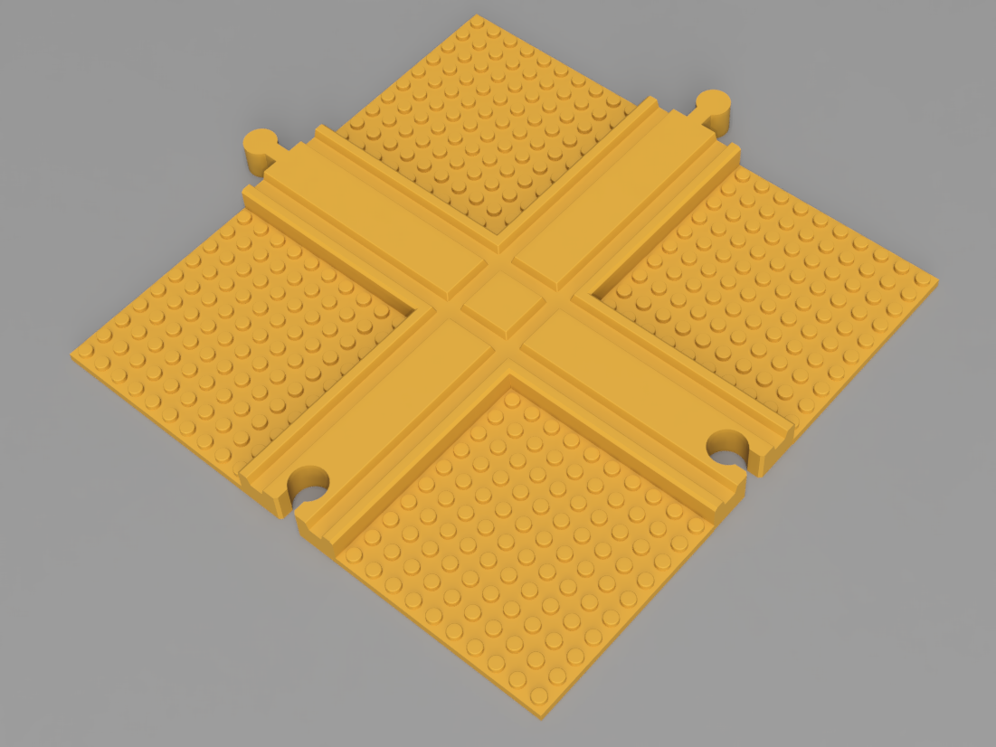 Crossing Rails with LegoBricks plate (wooden rail)