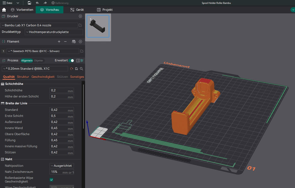 New Filament Spoolholder with enough space - ball bearing [Bambu Lab X1/ X1C]