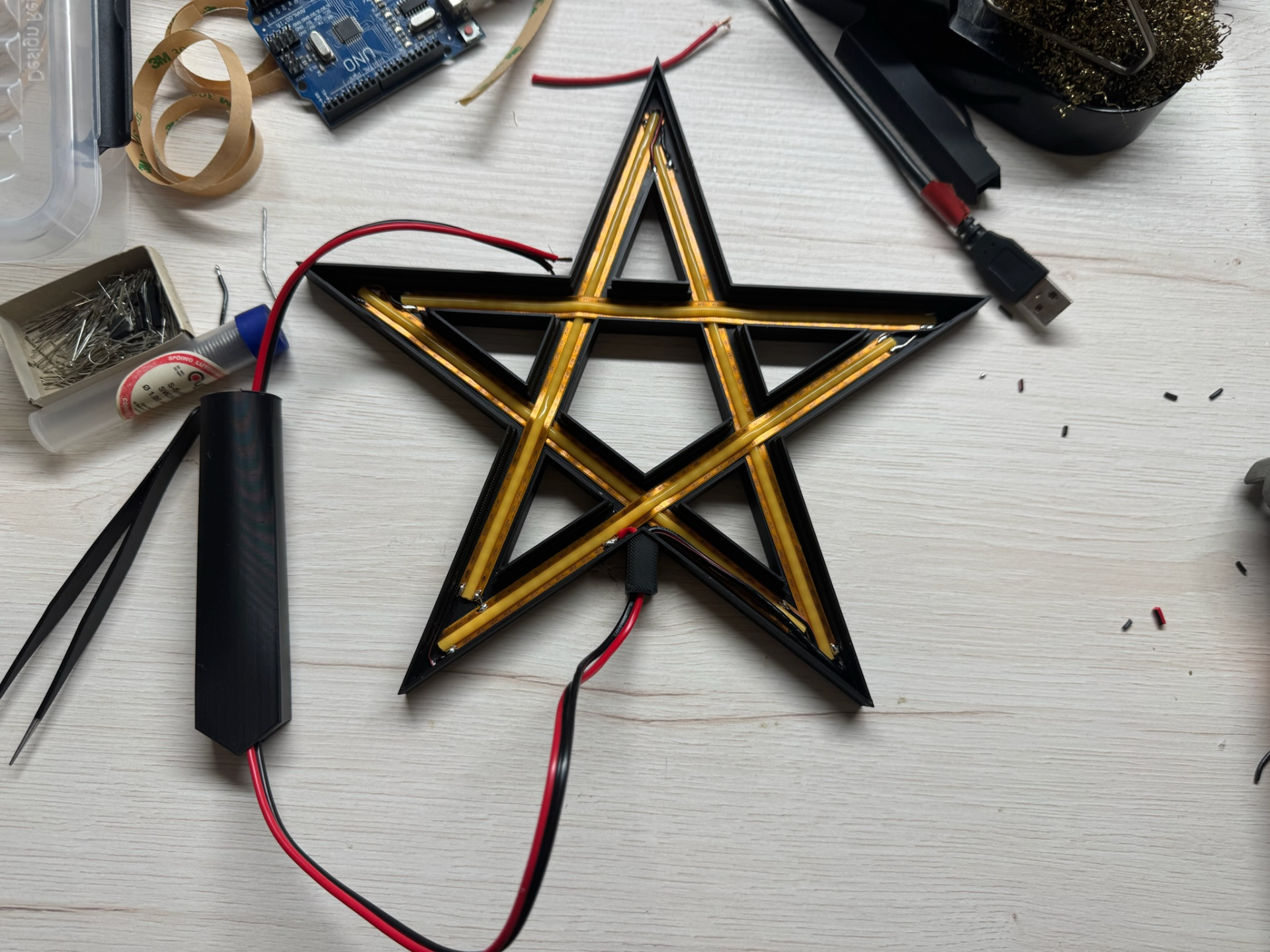 Pentagram christmas tree top STAR with led strip