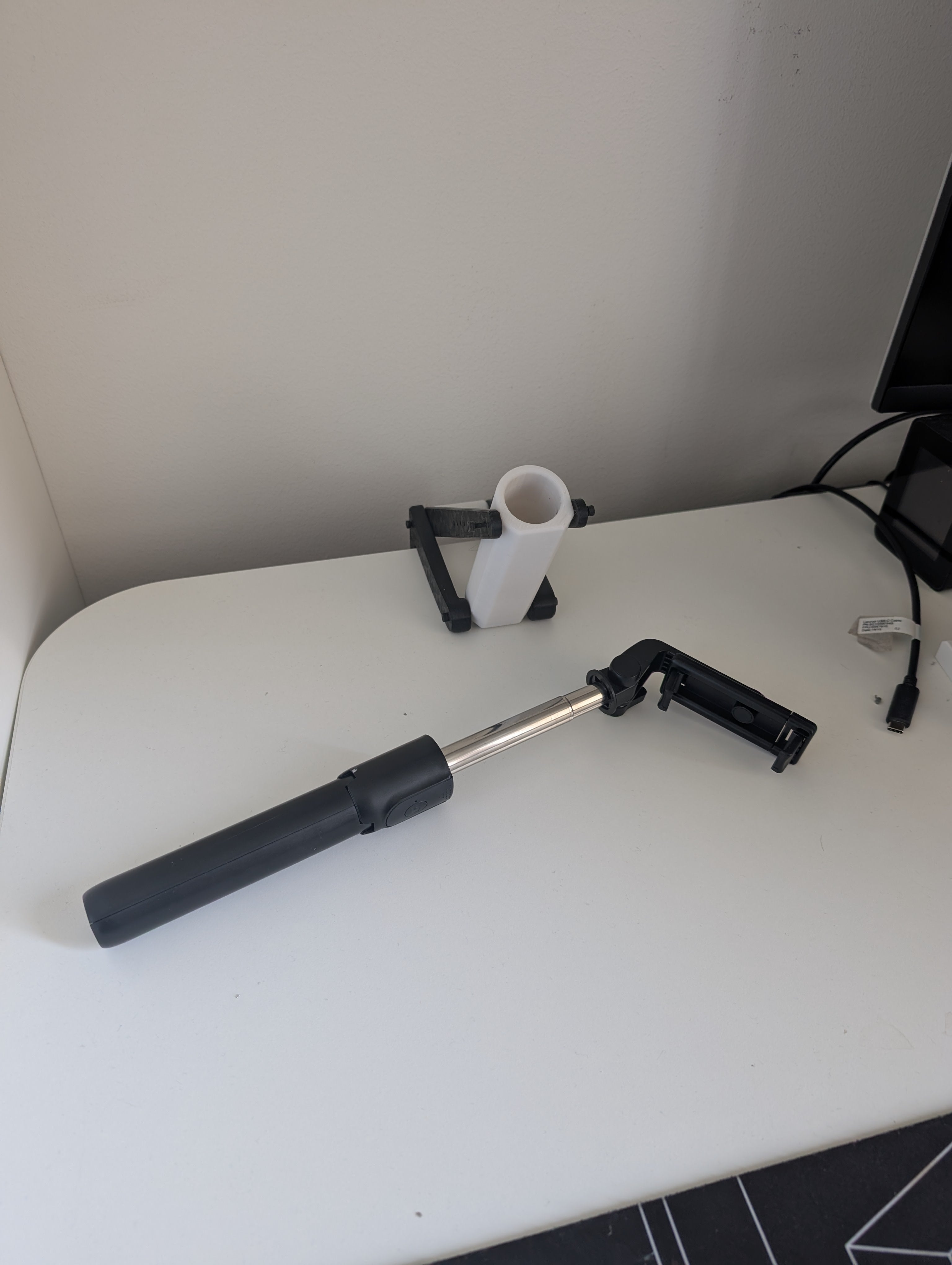 Desk camera arm - selfie stick mount