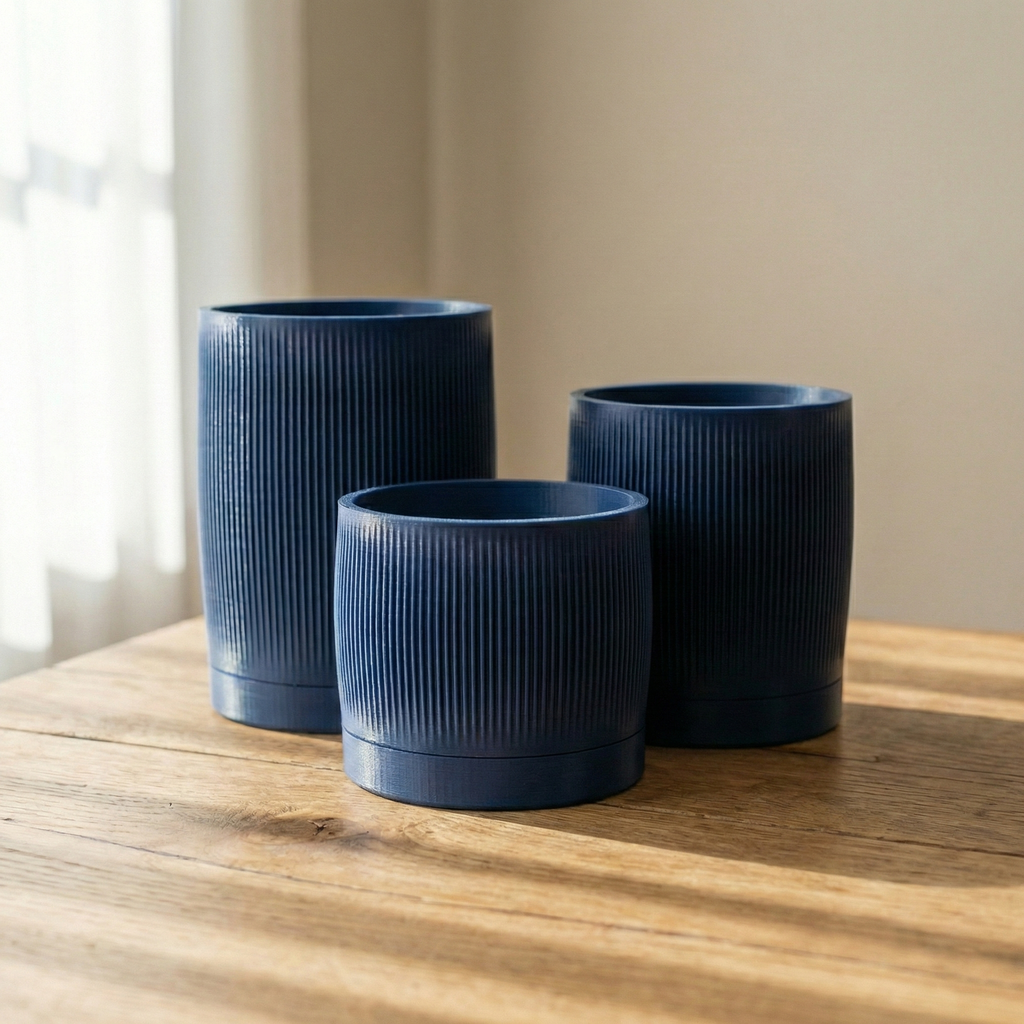Azet – Modern Ribbed Planter Set