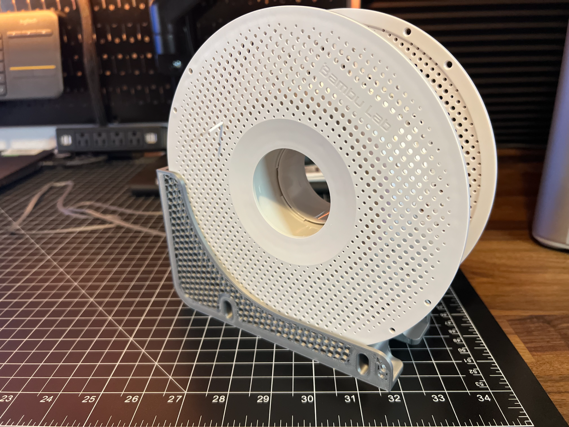 Filament Spool Holder for Wall Control Pegboard