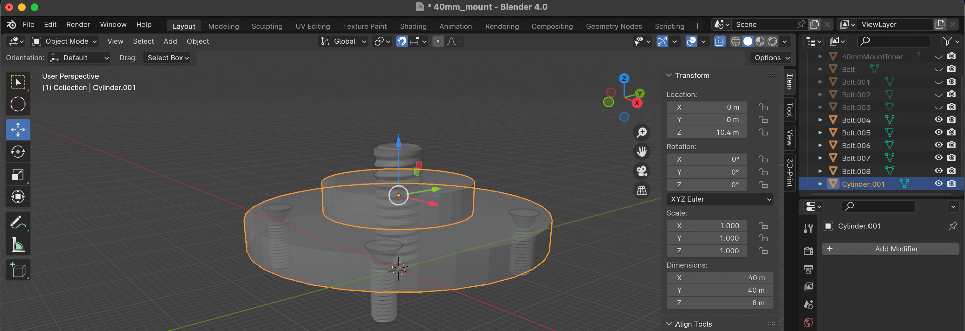 Tripod Mount for Brushless Motor