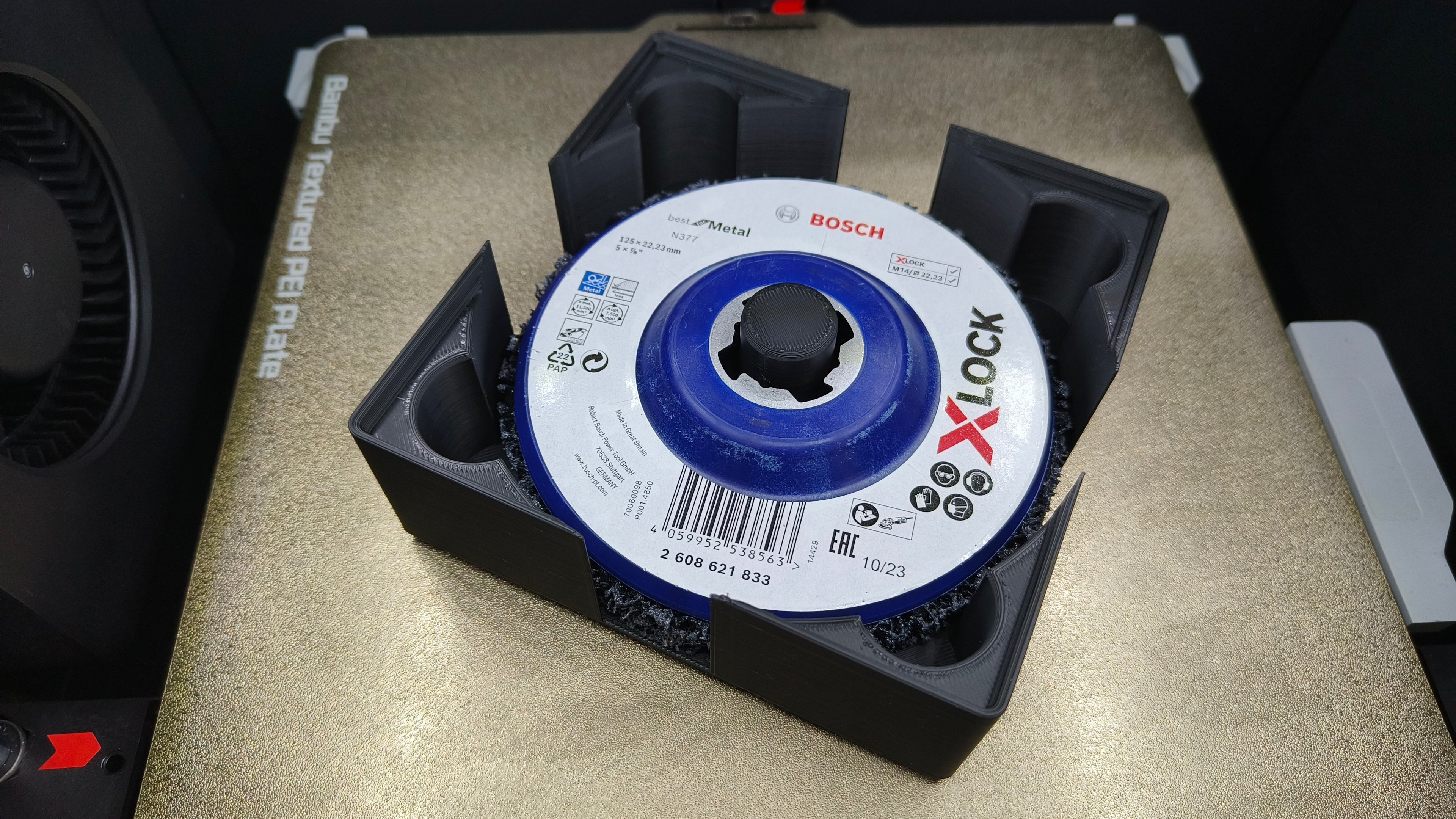 Gridfinity angle grinder disk holder - 125mm