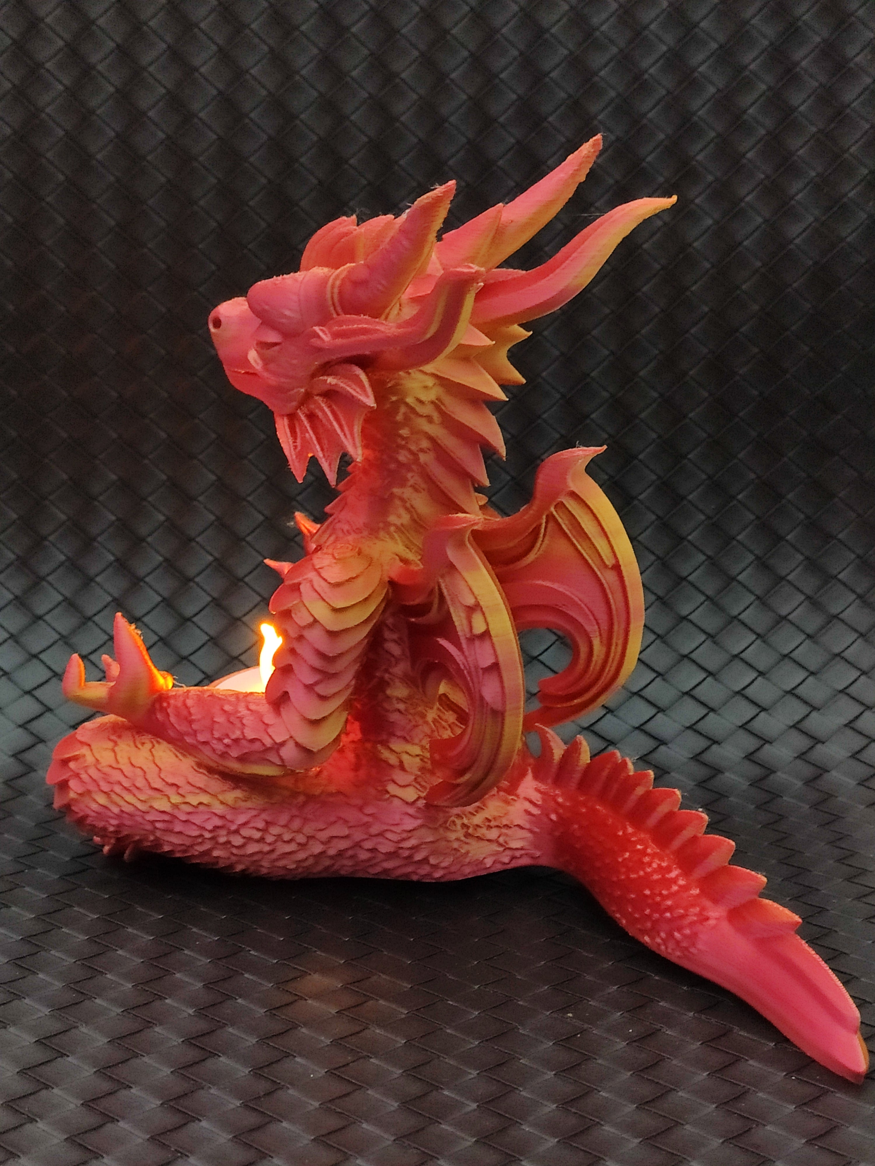 Meditating Dragon - LED Tea light Holder