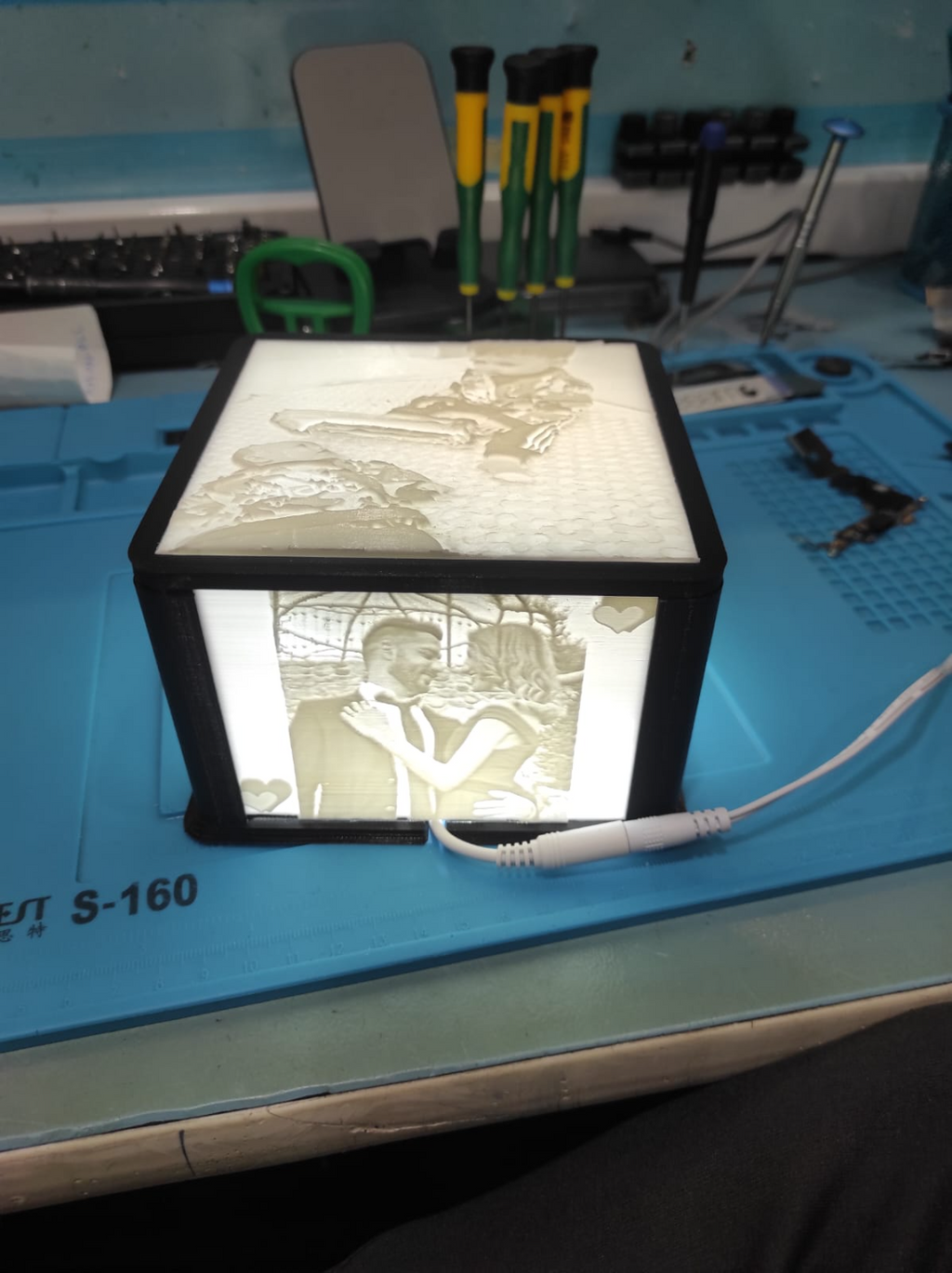 BOX LITOFANIA CON SCRITTA PERSONALIZZABILE