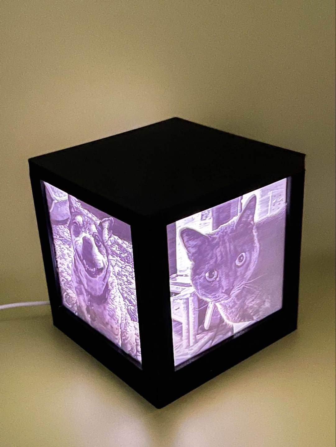 V2 - Wood Light - 110mm Lithophane Cube Frame