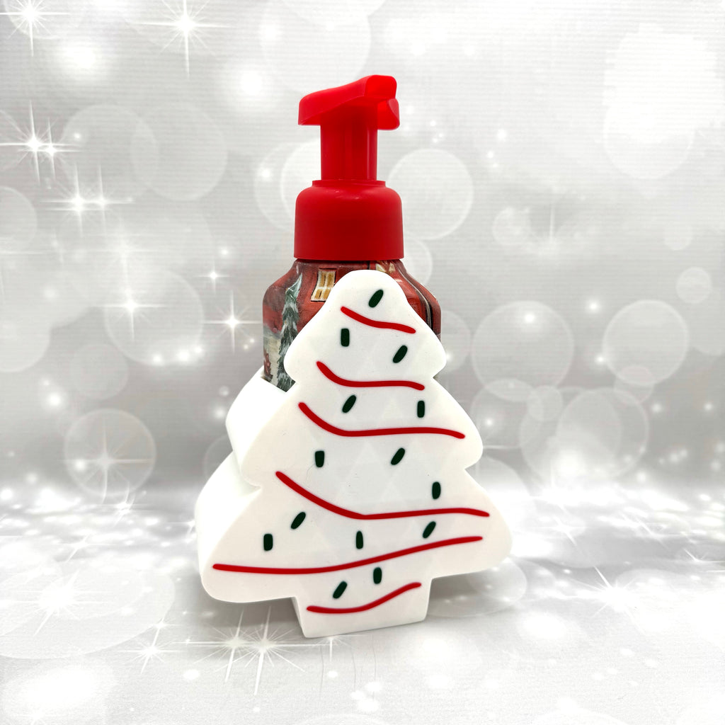 Small Xmas Tree Snack Cake B&BW Soap Bottle Holder