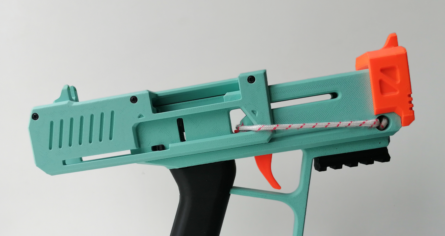 Shell ejecting Nerf string blaster