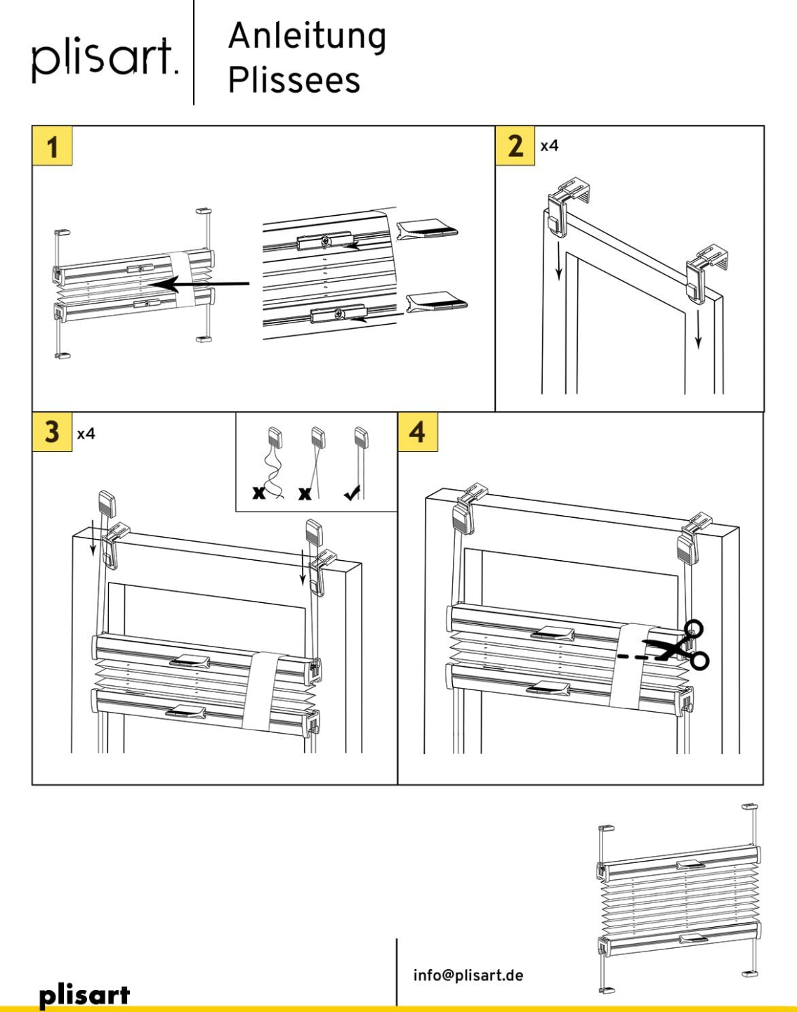 Plisart Plisse Blind internal window brackets