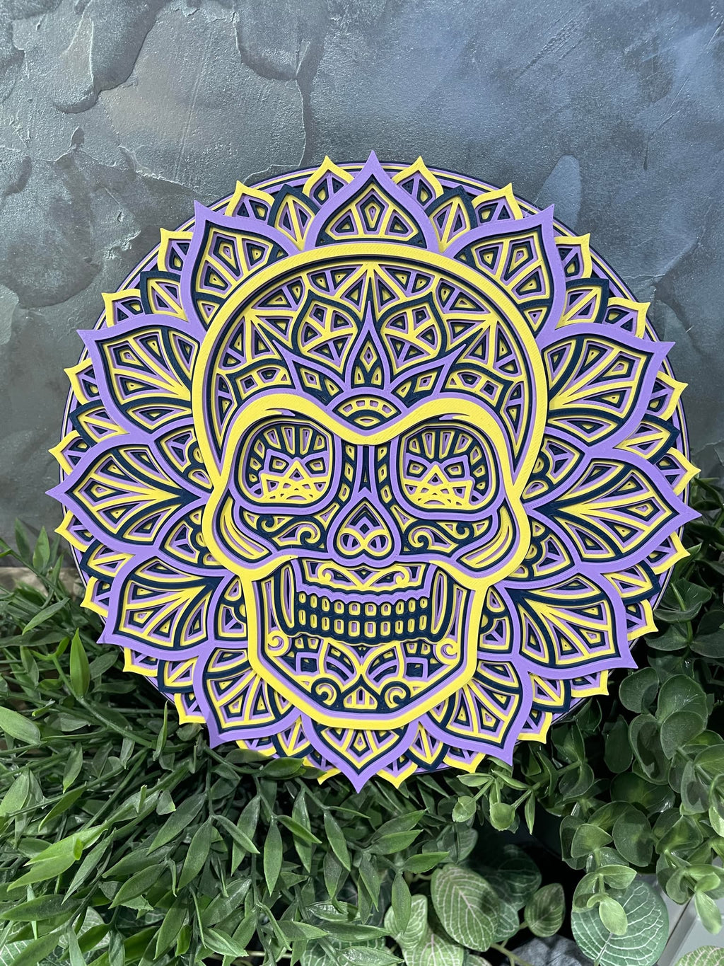 Customizable Layered Mandala Skull