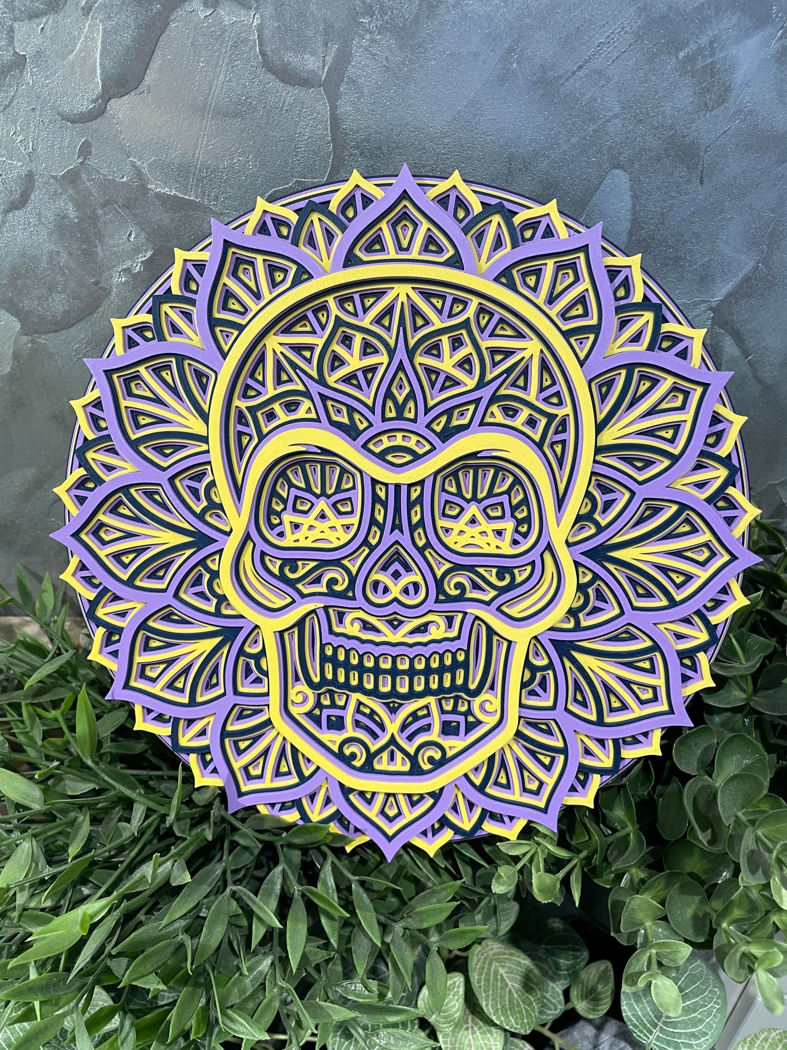Customizable Layered Mandala Skull