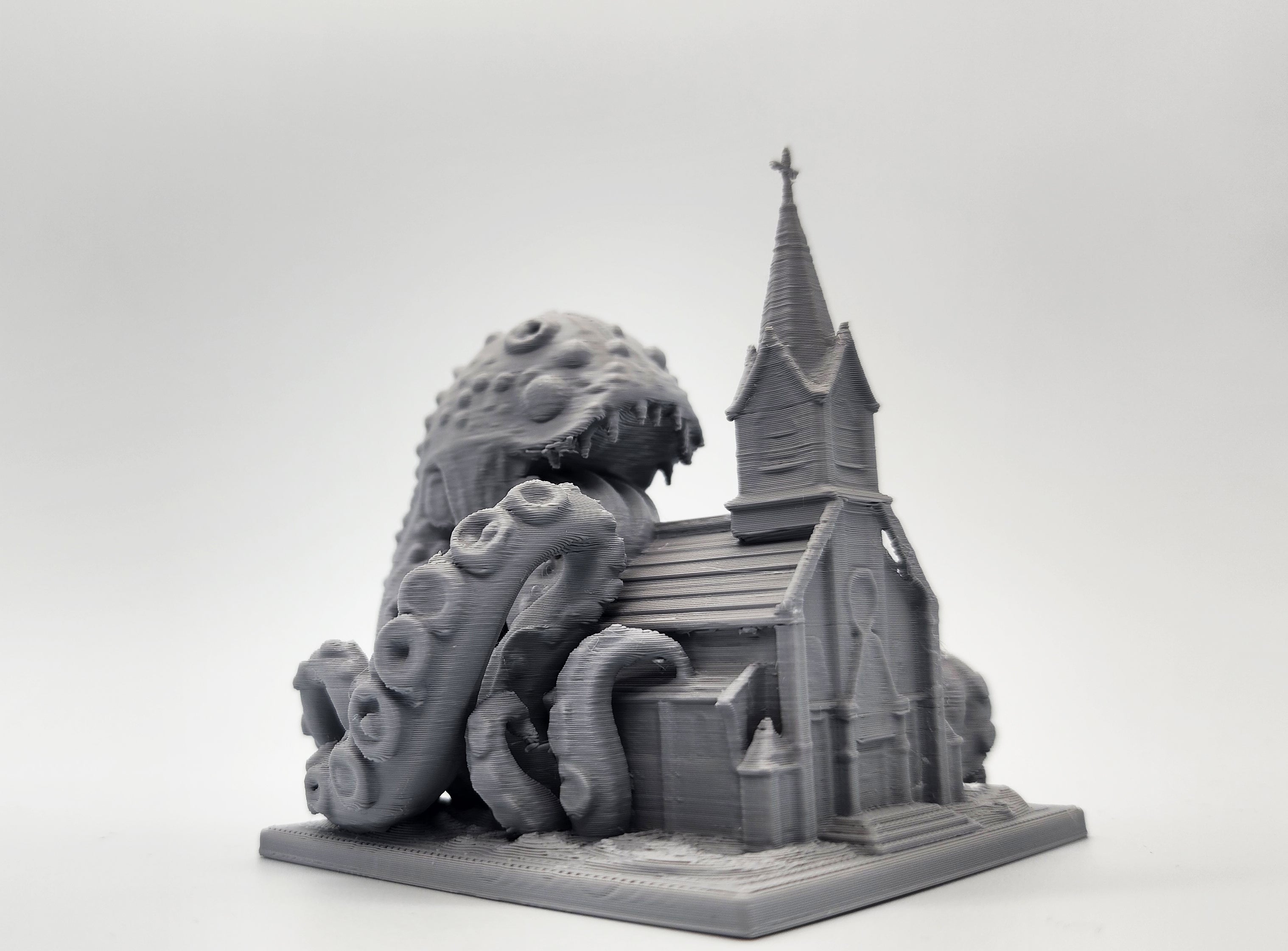 Cosmic Horror eating a Church Miniature