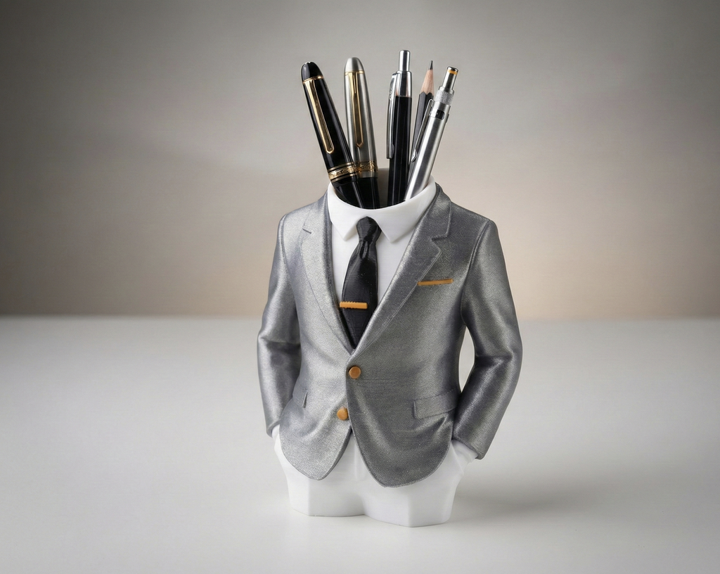 Gentleman Suit Pen Holder - Office Decor Organizer
