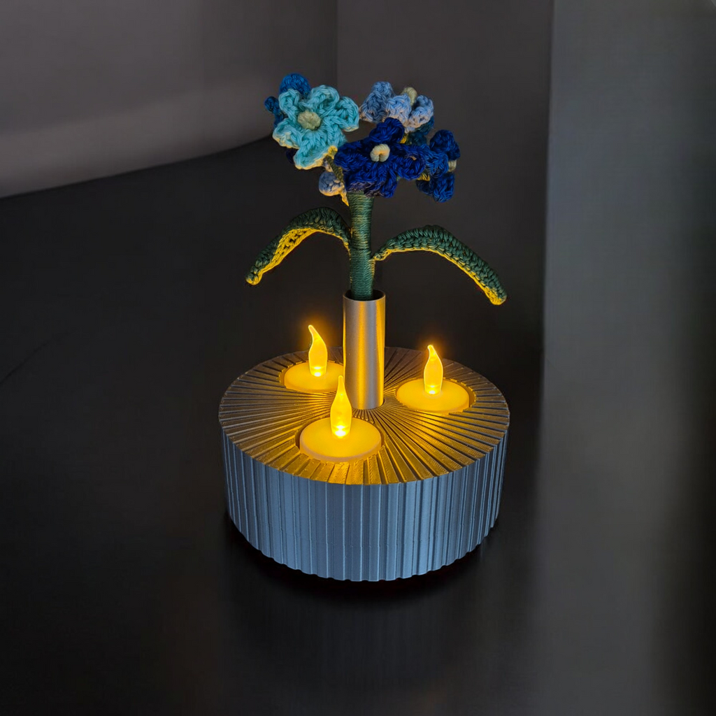 Three-Light Candle Holder with small vase