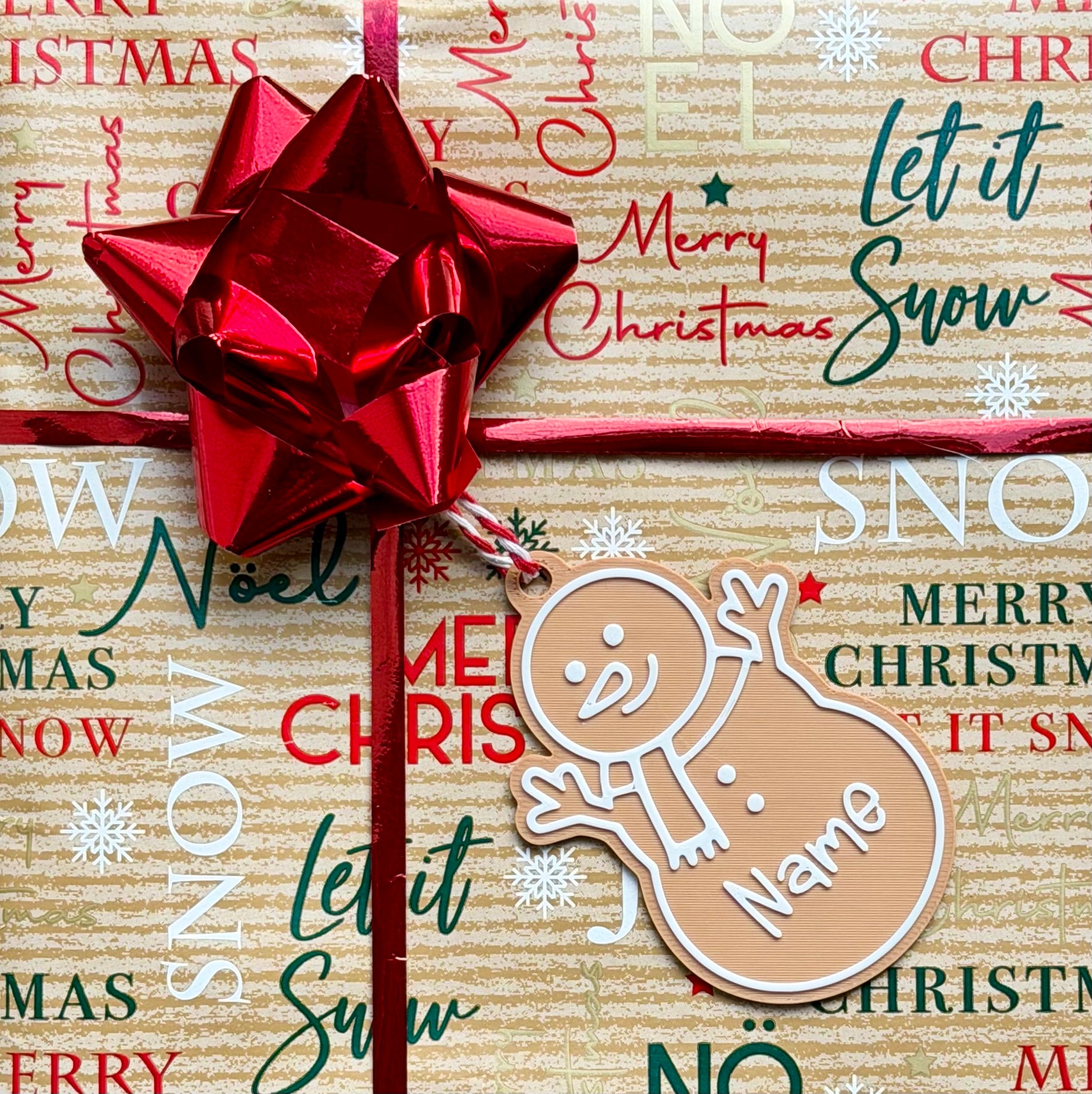 Customisable name Christmas gift tag - Gingerbread