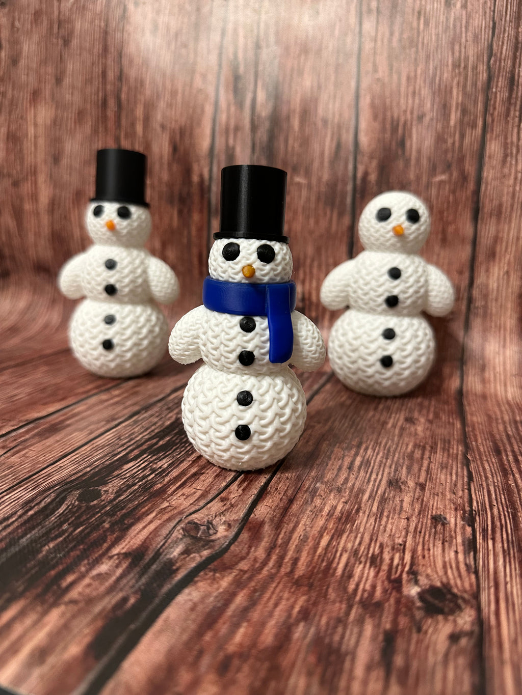 Cute Knitted Snowman with Hat and Scarf