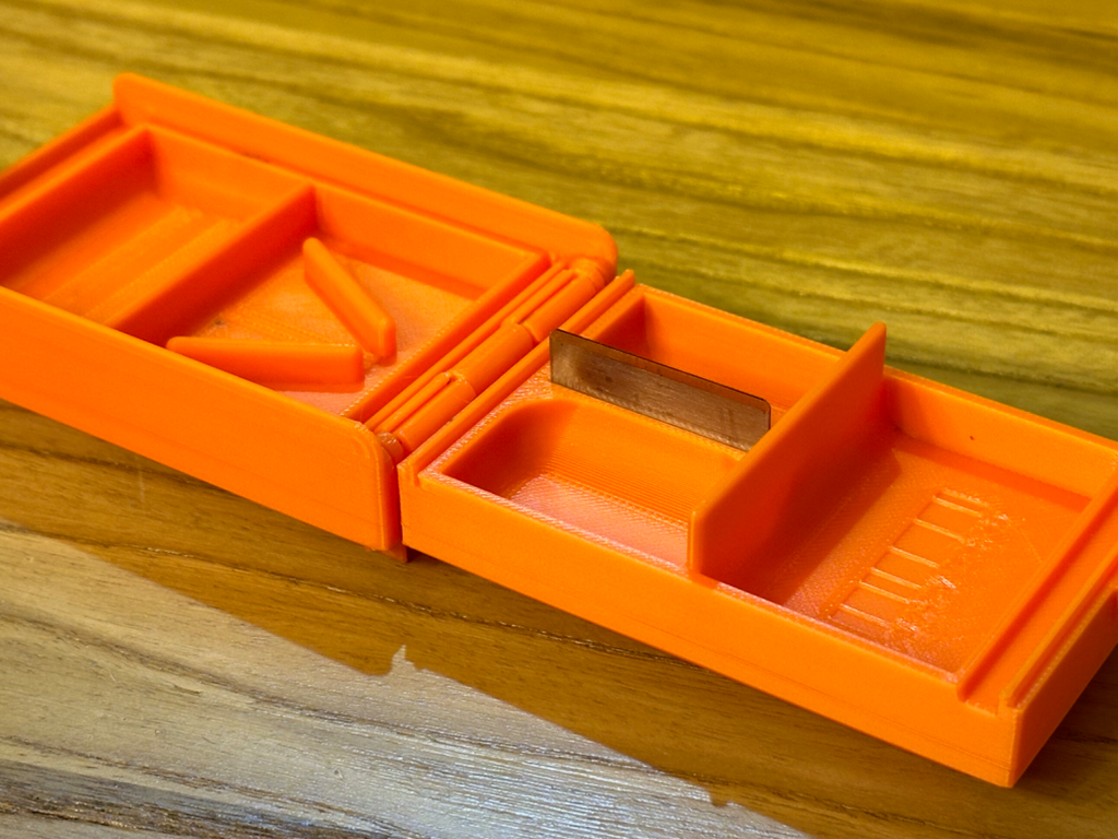 Pill Box with Integrated Cutter-Scraper Blade