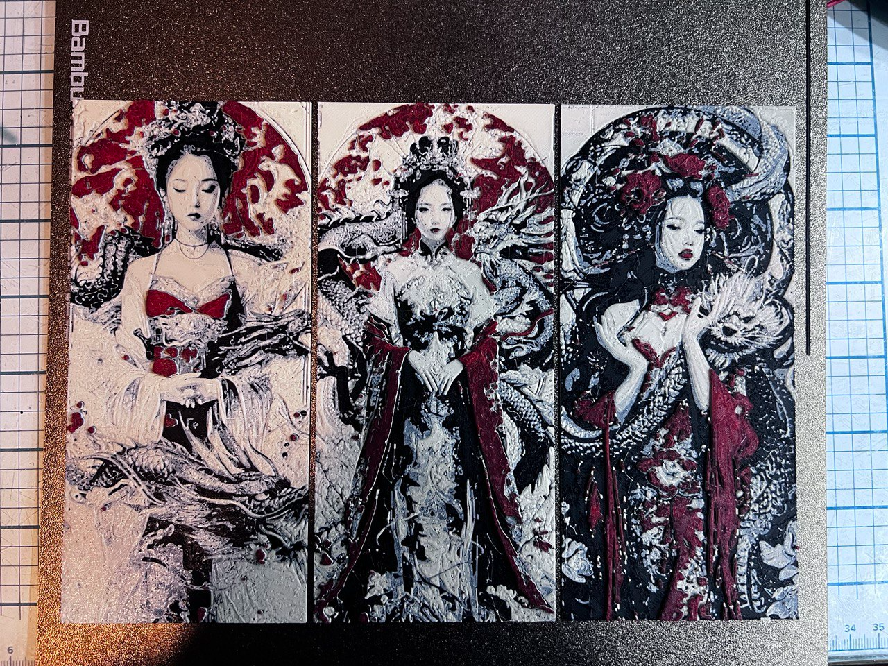 chinese dragon and chinese girl hueforge