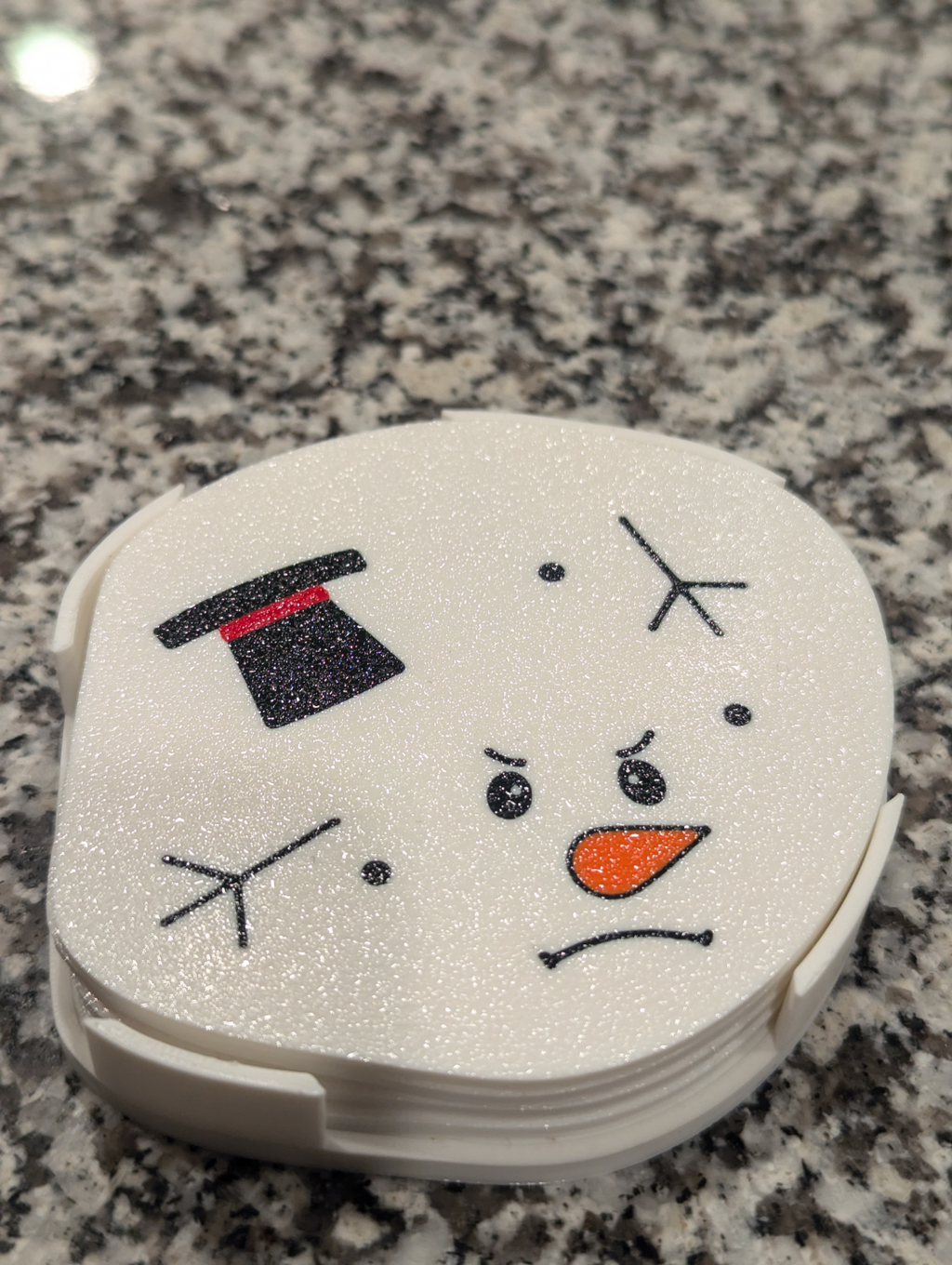 Melted Snowman Coaster Set + Holder - A Frosty End