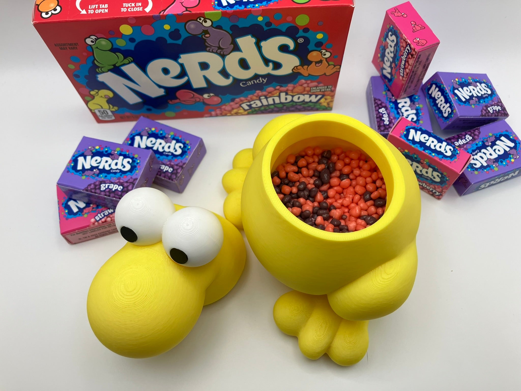 Nerds-shaped container for Nerds