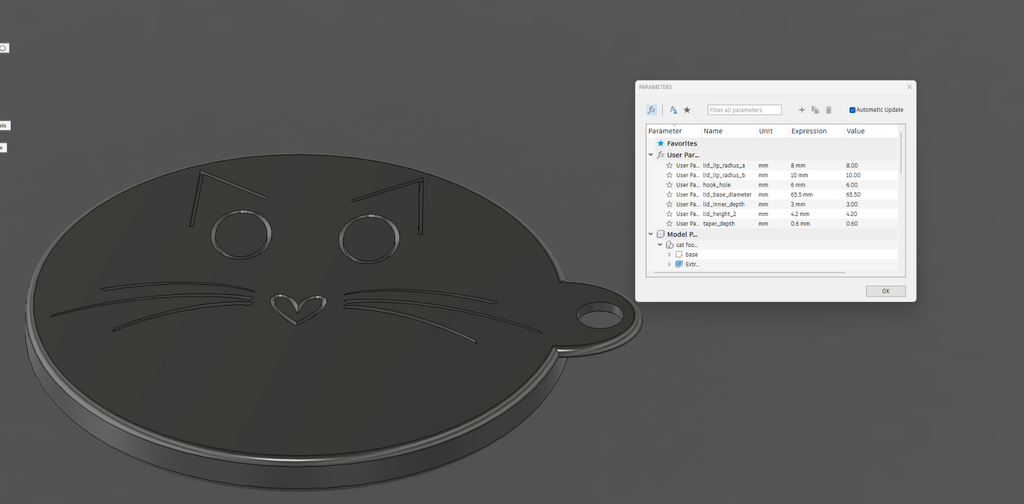 Parametric TPU Lid for Cans (Cat Face)